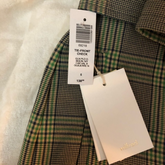 🎉💚NWT Wilfred Front Tie Check Pants💚🎉 - Picture 3 of 6